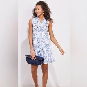 Vineyard Vines Scarf Print Beach Dress (White) (Size:S)